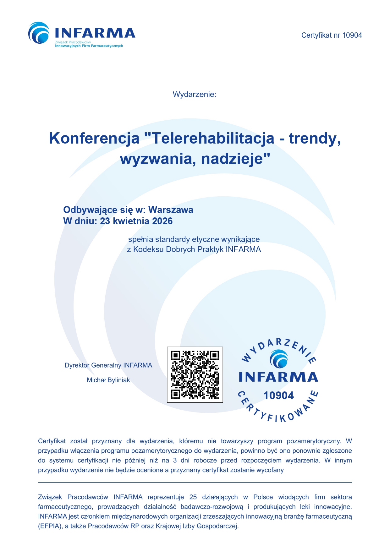 Certyfikat INFARMA
